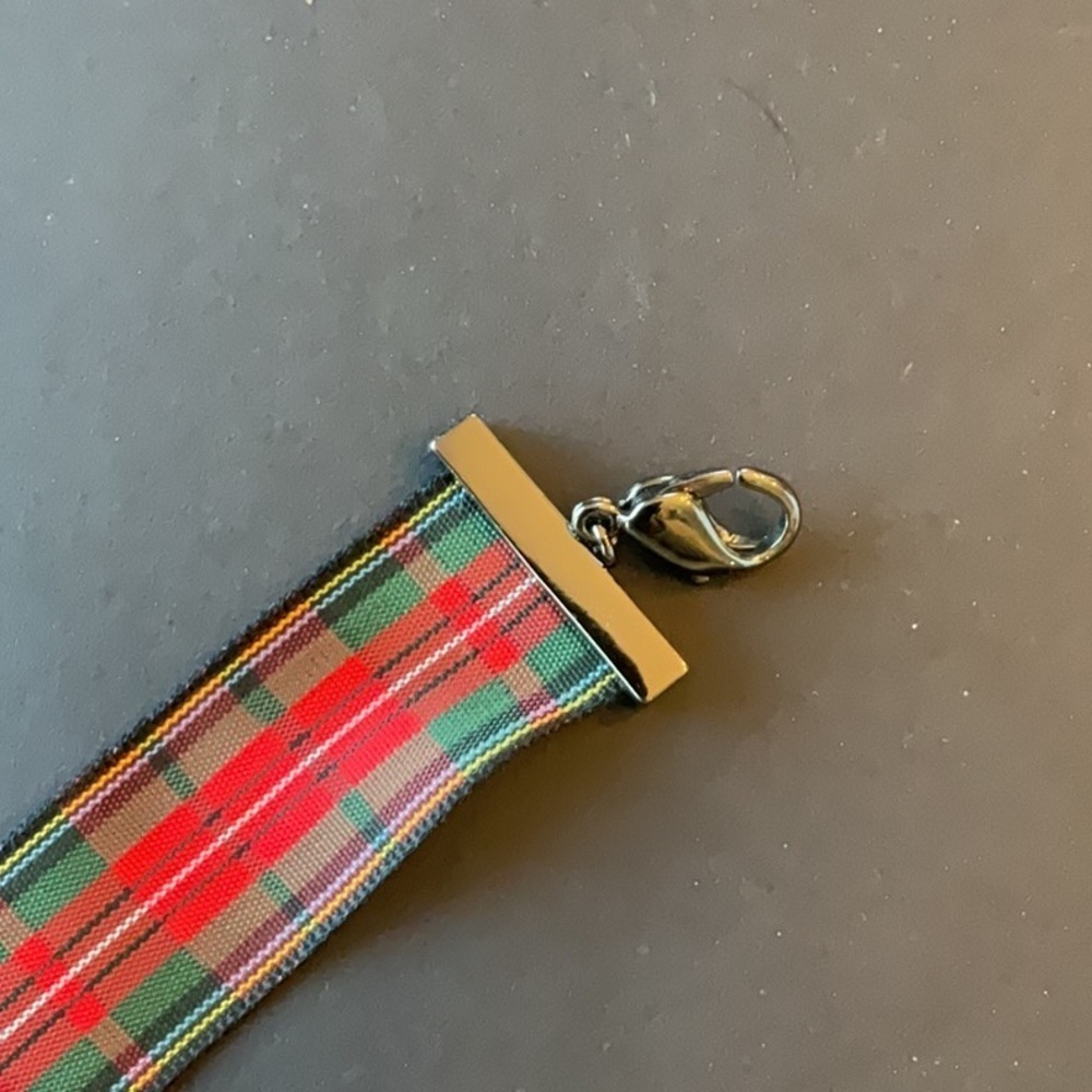 Ralph Lauren Tartan Plaid ribbon choker/necklace w/extender - Picture 5 of 6